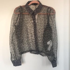 ZARA SHEER LEOPARD GREY TOP